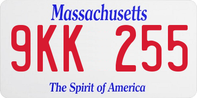 MA license plate 9KK255