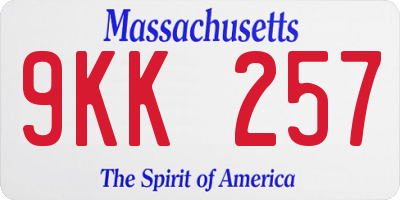 MA license plate 9KK257