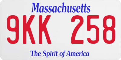 MA license plate 9KK258