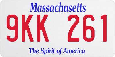 MA license plate 9KK261