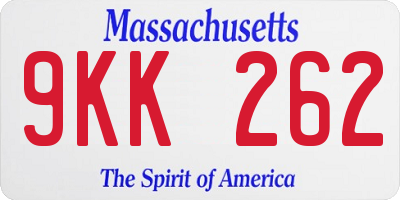 MA license plate 9KK262