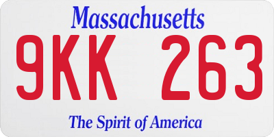 MA license plate 9KK263