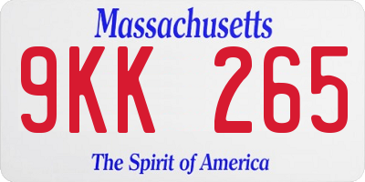 MA license plate 9KK265