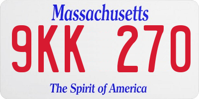 MA license plate 9KK270