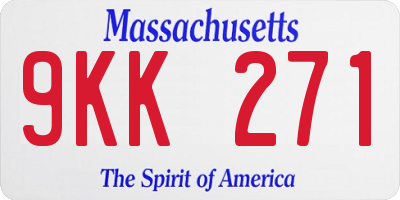 MA license plate 9KK271