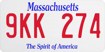 MA license plate 9KK274