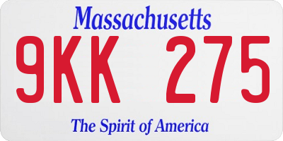 MA license plate 9KK275