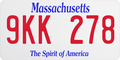 MA license plate 9KK278