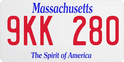 MA license plate 9KK280