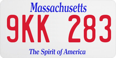 MA license plate 9KK283