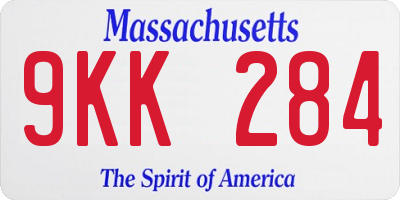 MA license plate 9KK284