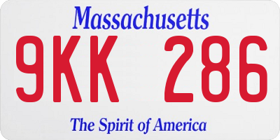 MA license plate 9KK286