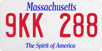 MA license plate 9KK288