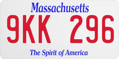 MA license plate 9KK296