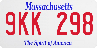 MA license plate 9KK298