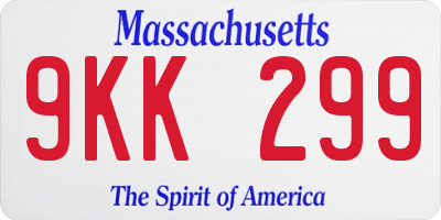 MA license plate 9KK299
