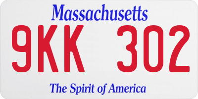 MA license plate 9KK302