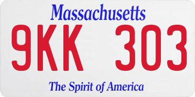 MA license plate 9KK303