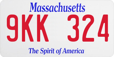 MA license plate 9KK324