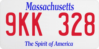 MA license plate 9KK328