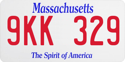 MA license plate 9KK329