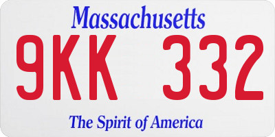 MA license plate 9KK332