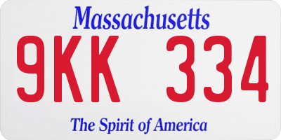 MA license plate 9KK334