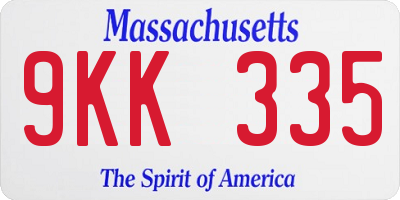 MA license plate 9KK335