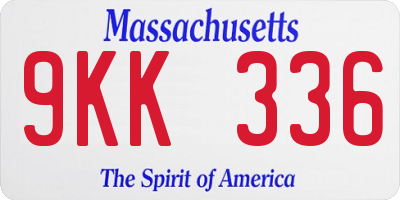 MA license plate 9KK336