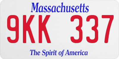 MA license plate 9KK337