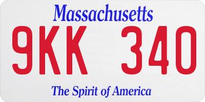 MA license plate 9KK340