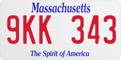 MA license plate 9KK343