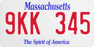 MA license plate 9KK345