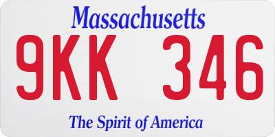 MA license plate 9KK346