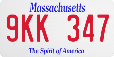 MA license plate 9KK347
