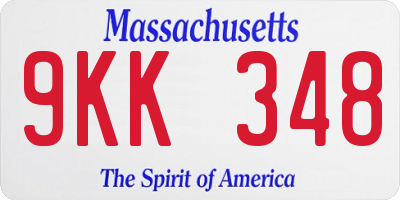 MA license plate 9KK348