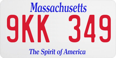 MA license plate 9KK349