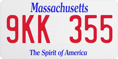 MA license plate 9KK355