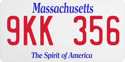 MA license plate 9KK356