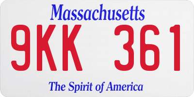 MA license plate 9KK361