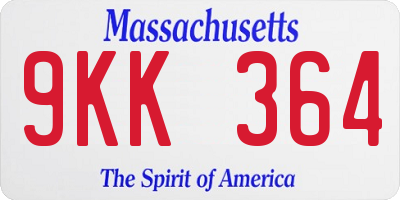 MA license plate 9KK364