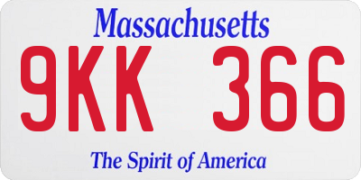 MA license plate 9KK366