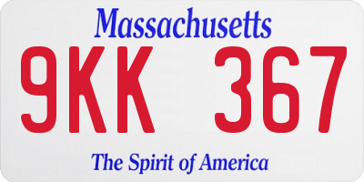 MA license plate 9KK367