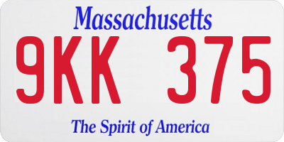 MA license plate 9KK375