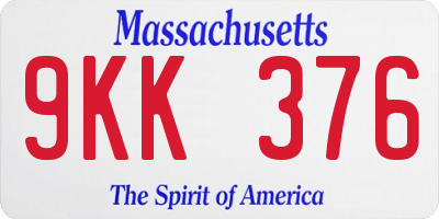 MA license plate 9KK376