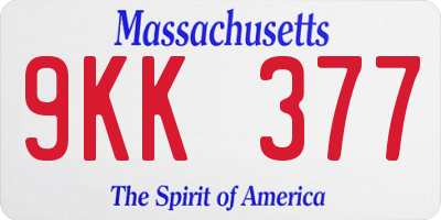 MA license plate 9KK377