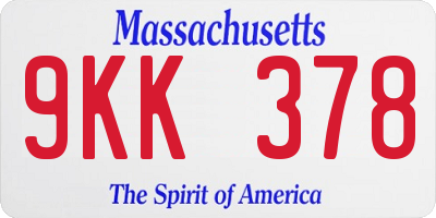 MA license plate 9KK378