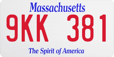 MA license plate 9KK381
