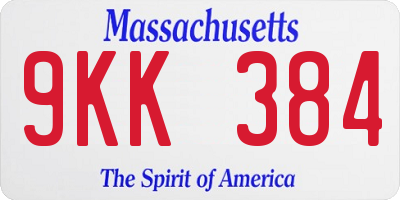 MA license plate 9KK384