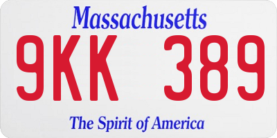 MA license plate 9KK389